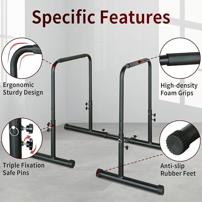 Adjustable Power Tower Dip Station Pull Up Bar Stand – Heavy Duty Multi-Function Home Gym Equipment for Pull-Ups, Dips, Push-Ups & Leg Raises