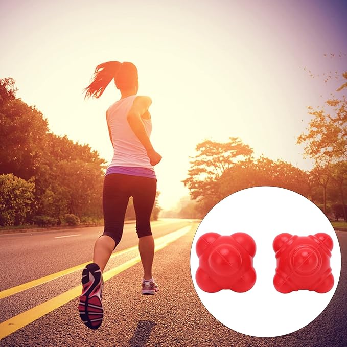 2Pcs Reaction Balls,Mini and Portable Irregular Shape Reaction Balls,Robust Rubber Bounce Reaction Balls for Speed,Strength,Running,Football,Volleyball,Basketball,Baseball(L-Red)