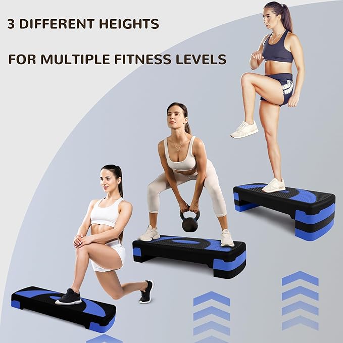 BalanceFrom Aerobic Step Platform Trainer with Adjustable 3-Level Risers, 400 Pound Weight Capacity – Non-Slip Exercise Stepper for Cardio, Strength, and Fitness Workouts at Home or Gym