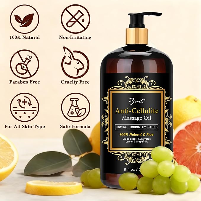 Anti Cellulite Massage Oil with Massager, Collagen and Stem Cell Skin Tightening Oil Natural Cellulite Remover Therapy Oil for Cellulite & Stretch Mark(Anti Cellulite Massage Oil Kit)