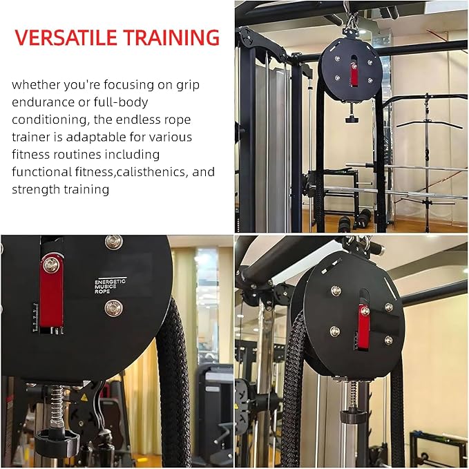 Adjustable Resi Trainer Machine,Endless Rope Trainer for Home Gym,Portable Cable Pulley System,Hanging Home Gym Equipment for Grip,Arms, Back, Body Coordination Exercises