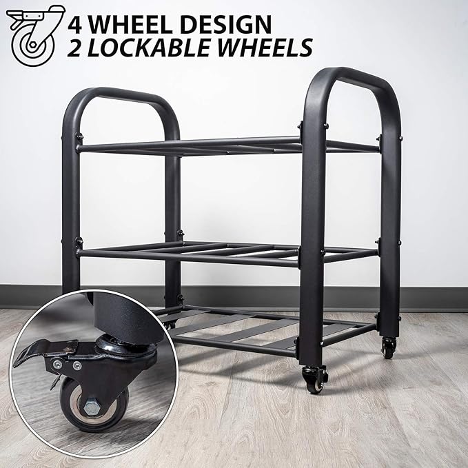 Synergee Yoga Mat Storage Rack – Storage Cart for Yoga Mats, Foam Rollers & Mobility Equipment. Perfect for Yoga Studio or Commercial Gym.