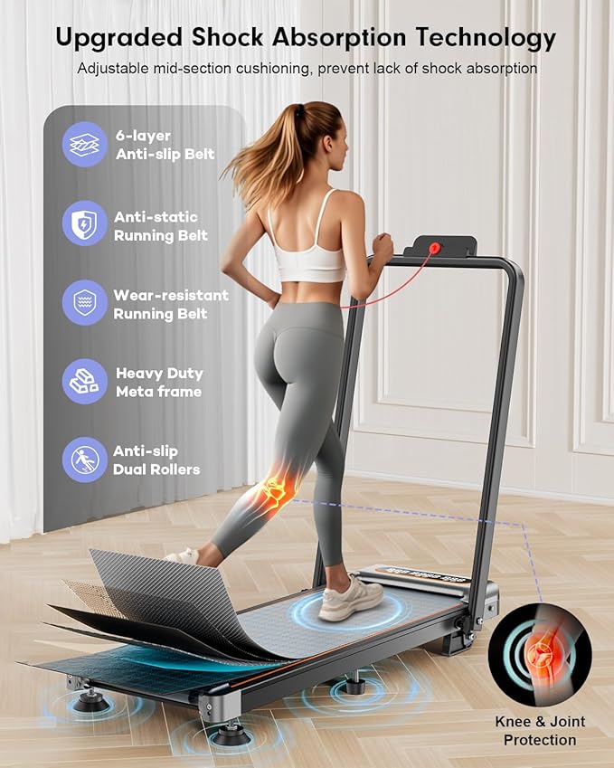 Foldable Treadmill with 10% Incline, Upgrade 3.5HP Low Noise Walking Pad Treadmill with Handle Bar, Trisomy 4 in 1 Portable Under Desk Treadmills for Home/Office, 350Lbs Capacity, APP & Remote Control