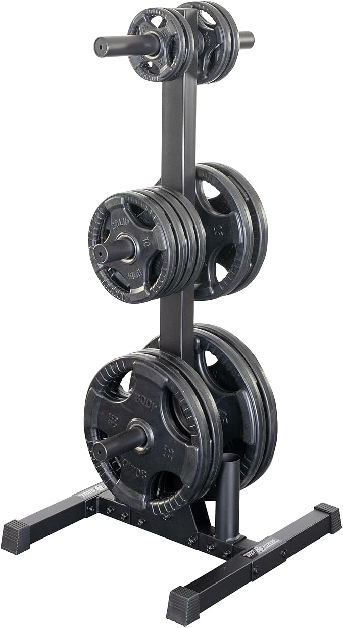 Best Fitness Body-Solid Weight Tree Rack for Olympic Plates - Bumper Plate Storage, Weight Plate Holder, Midnight Black