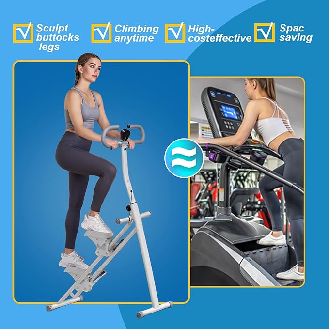 Stair Stepper for Home Gym, Foldable Vertical Climber Workout Machine, Full Body Cardio Machine with Adjustable Handles, LCD Monitor