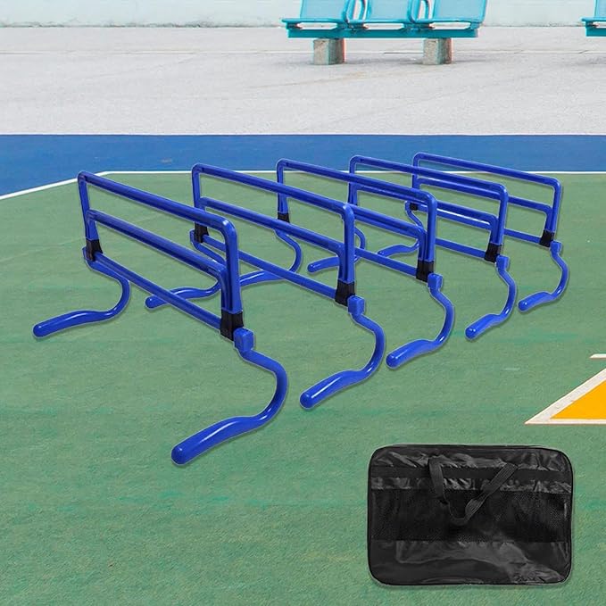 5 Pieces Agility Hurdles Training Speed Hurdles Obstacle Rack Foldable PVC Adjustable Height Lightweight Portable Suitable for Fitness Coaching Childr