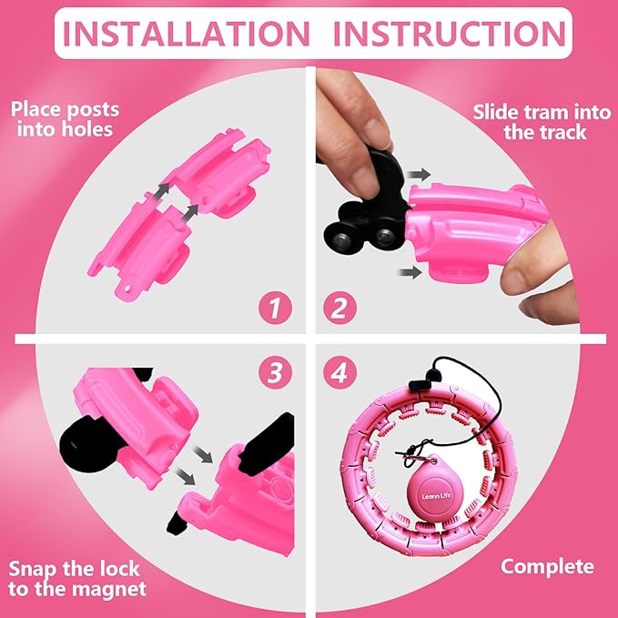 U1 Weighted Hula Hoop – 30 Knots 19"–61" Adjustable Waist, Magnetic Lock with Spring Massage Heads, Infinity Hoop Plus Size for Adults & Kids, Ab Workout, Weight Loss, Abdominal Toner