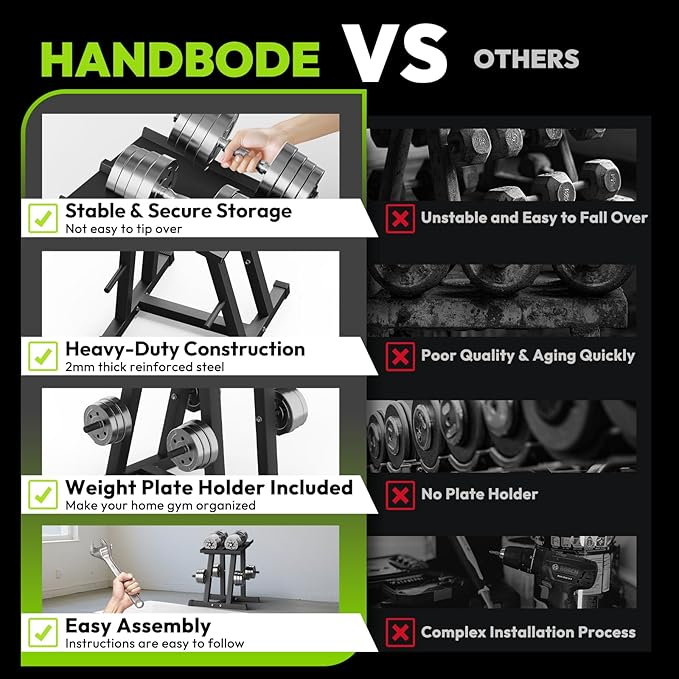 Adjustable Dumbbell Rack with Plate Storage, 500 lb Capacity, Space-Saving Storage Organizer for Classic Dumbbells, table for dumbbells, Heavy Duty Column Stand for Home Gym