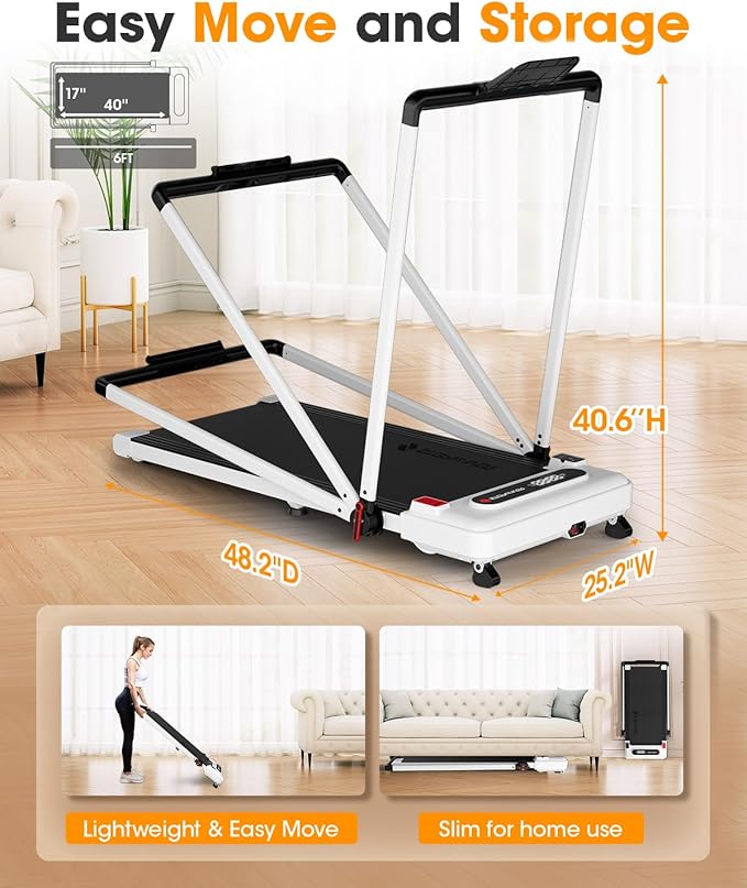 2.5HP Walking Pad with Incline 330lbs, 3 in 1 Walking Pad Treadmill 5-Level Big LED, Under Desk Treadmill for Home,Hike/Jog/Run,Portable,Small, with Remote Control,Assembly Free,Wider Belt
