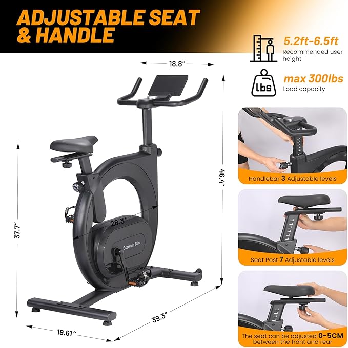 Stationary Bikes for Home, Electromagnetic Control Exercise Bike, 32-Level Resistance, Low Noise with App, LED Display & 300 Lbs Capacity, Workout Bike for Cardio, Weight Loss