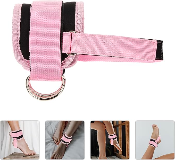 PRETYZOOM Ankle Bind Straps for Cable Machine Workout, 2pcs Pink Adjustable Hook and Loop Attachments for Leg Strength Training and Glute Exercises in Home Gym