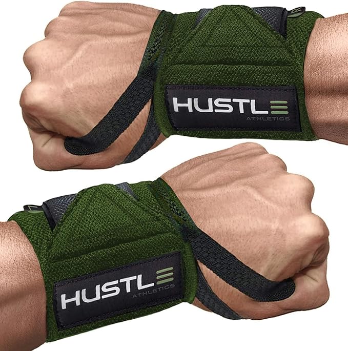 Hustle Athletics Wrist Wraps for Weightlifting - 18" & 12" Premium Wrist Support Weight Lifting Wraps to Lift Heavier & Train Harder - Heavy Duty Powerlifting & Bench Press Gym Straps for Men & Women