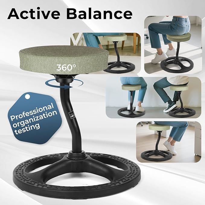 ADHD Chair for Kids, Yoga Chairs for Adults, Wobble Stool Active Flexible Seating Desk Chair with Non-Slip Base and Washable Seat Cover for Stability, Balance, Yoga, Office, School, Classroom