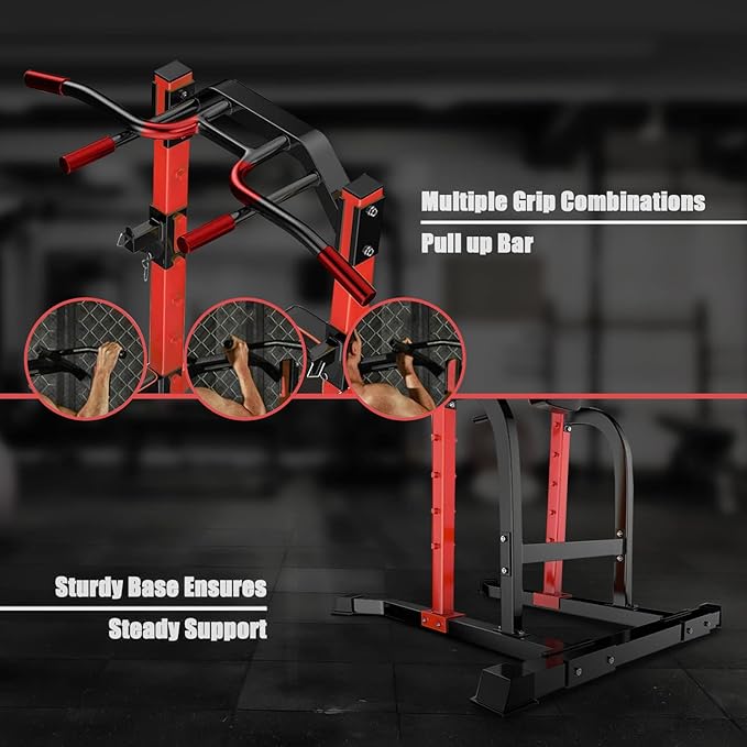 ZENOVA Pull Up Bar Station Power Tower, Adjustable Height Dip Bar for Home Gym Multi-Function Strength Training Workout Equipment