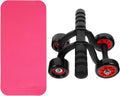 SUPVOX Four-wheel Ab Roller Wheel with Knee Pad Mat, Portable Core Workout Fitness Equipment for Home Abdominal Exercise and Strength Training