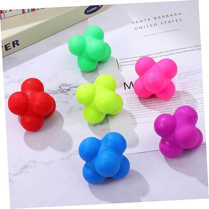 6 Pcs Hexagonal Reflex Balls for Agility Training Colorful Reaction Balls for Sports Coordination Hand Eye Reflex Improvement Suitable for Basketball Soccer Volleyball Football