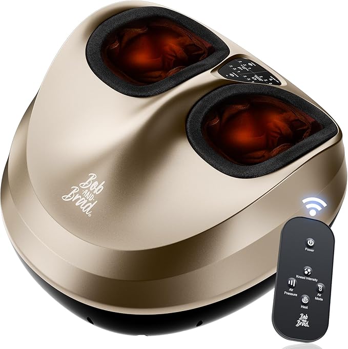 BOB AND BRAD Foot Massager Machine with Heat and Remote, Fits up to Size 14, FSA Eligible HSA Shiatsu Deep Kneading Foot Massager for Plantar Fasciitis and Neuropathy