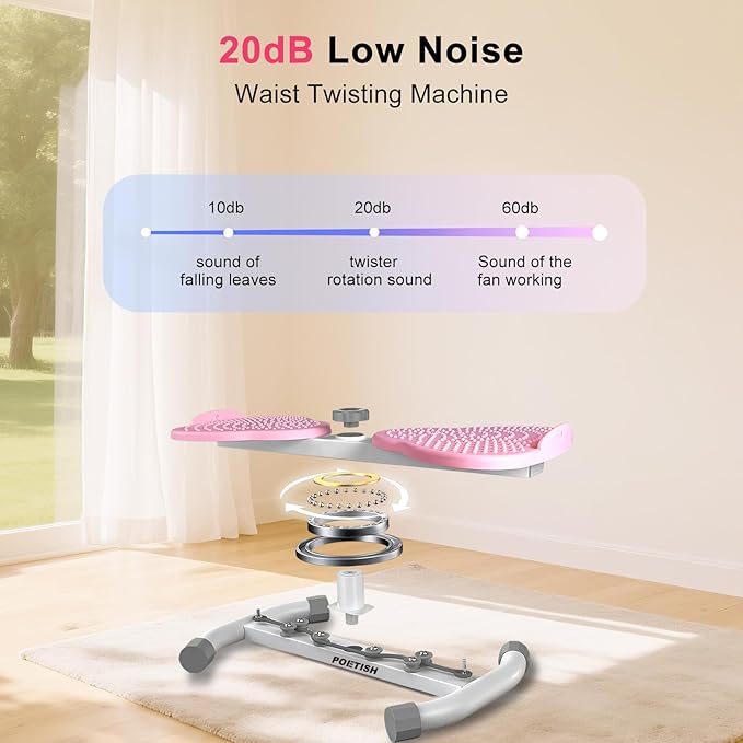 Waist Twister Ab Machine, 300 lbs Weight Capacity, Adjustable Ab Twister Board with Foot Massage for Belly Fat Loss, Noiseless Home Gym Equipment for Women/Men