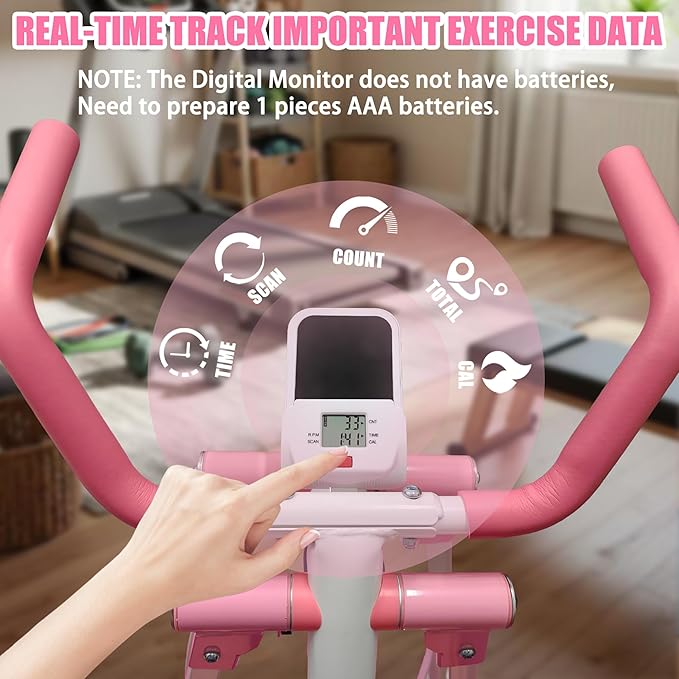 Air Walker Exercise Machine Foldable Elliptical Machine for Home Mini Elliptical for Full-Body Low-Impact Workout with LCD Display Space Walker Exercise Equipment for Home Gym Pink