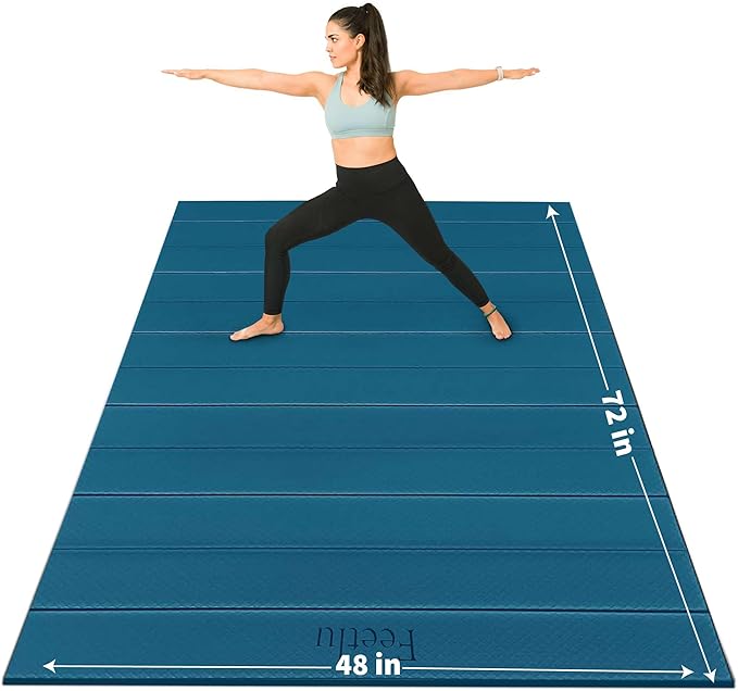 Foldable Wide & Large Yoga Mat – Cushioned, Compact & Easy to Store | 6mm & 8mm Thick | For Home, Gym, Travel, Yoga, Pilates & Floor Exercises
