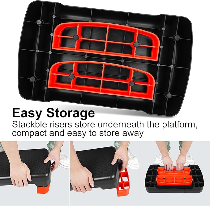 Exercise Workout Aerobic Step Platform Trainer, 18" Aerobic Stepper with 4"-6" Adjustable Height Risers