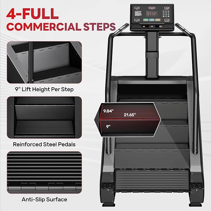 T1 Stair Stepper Machine, 550Lbs Commercial Grade Stair Climber for Home with 15 Resistance Level and LED Screen, Stepmill Exercise Machine for Full Body Workouts, 24-164 Steps/Min