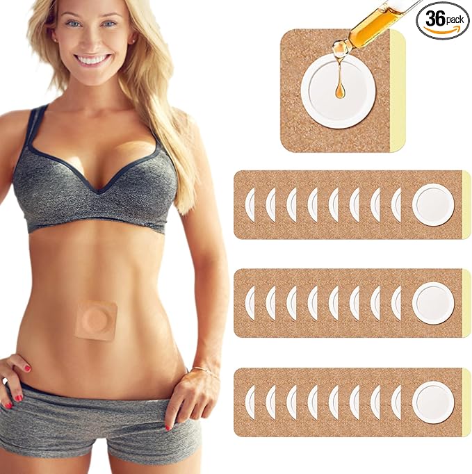 36Pcs Castor Oil Pack Wrap, Organic Cotton Castor Oil Patches for Belly Button, Disposable Self-Adhesive Pads, Portable Anti Leakage No Wash Kit