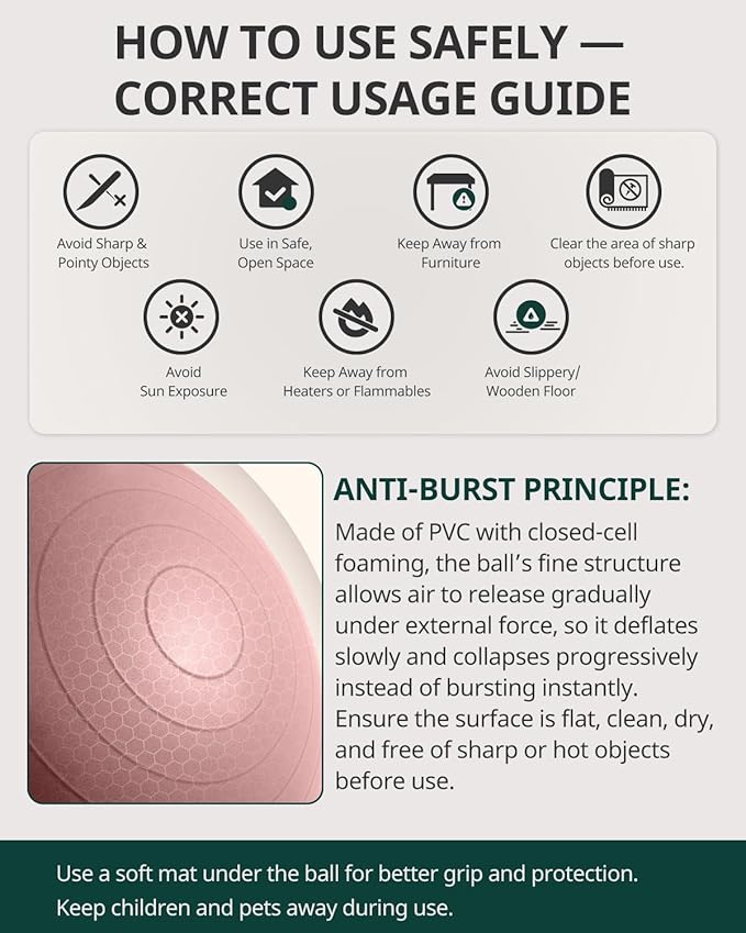 Trideer Exercise Ball Yoga Ball,Office Seating & Balance Ball Chair, Stability Ball for Pilates, Physical Therapy,Core Training & Balance Improvement & Stretching