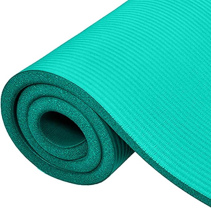 BalanceFrom 71x24 Inches Extra Thick Yoga Mat 1-Inch High-Density Foam – Roll-Up Exercise Pad with Double-Sided Non-Slip Surface and Carrying Strap for Pilates and Home Workouts, Multiple Colors