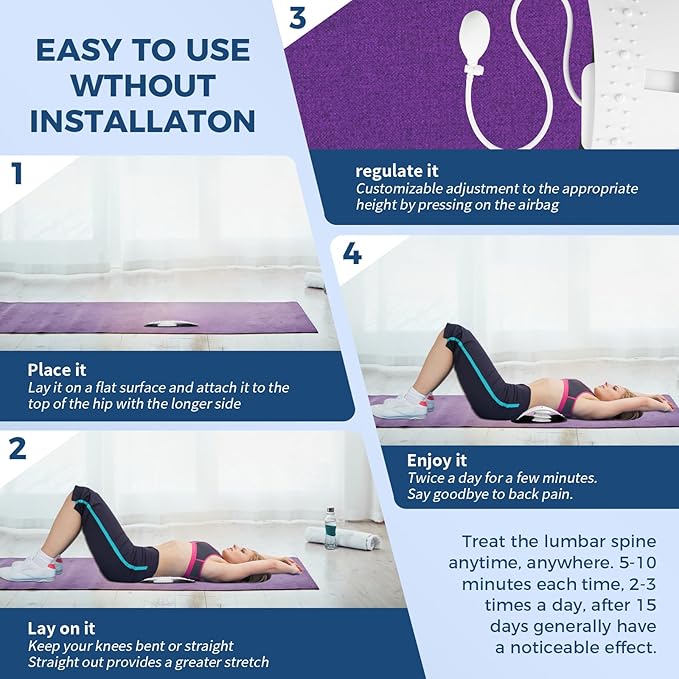 Docemel Back Stretcher for Lower Back Pain Relief,Adjustable Inversion Lumbar Traction Device,Lumbar Support Board for Spinal Decompression and Scoliosis,Sciatic Nerve Release Tool,Back Cracker Board