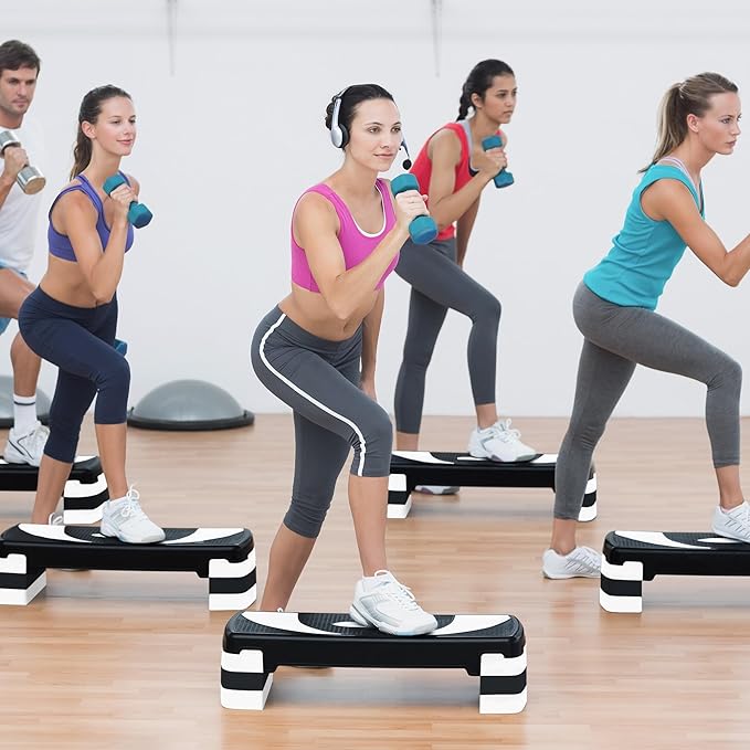 BalanceFrom Aerobic Step Platform Trainer with Adjustable 3-Level Risers, 400 Pound Weight Capacity – Non-Slip Exercise Stepper for Cardio, Strength, and Fitness Workouts at Home or Gym