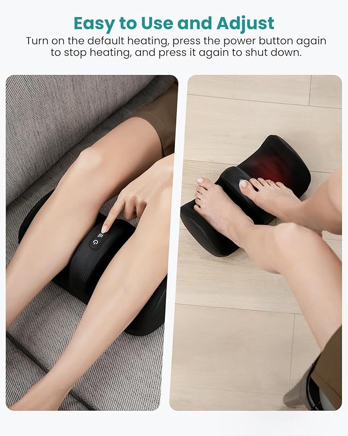 Nekteck Foot Massager with Heat & Foot Roller, Shiatsu Calf Leg Massager for Circulation and Neuropathy Pain Relief for Feet Care Home Office Gadgets Relaxing Massage Tools Gifts for Women Men Mom Dad