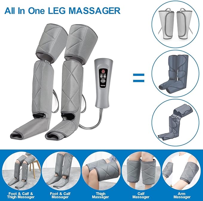 Leg Massager for Circulation - Foot and Calf Massager, Air Compression Leg Wraps Massage Boots Machine for Home Use Leg Massage - scd Machine for Calf, Thigh and Foot Massager, FSA or HSA Eligible
