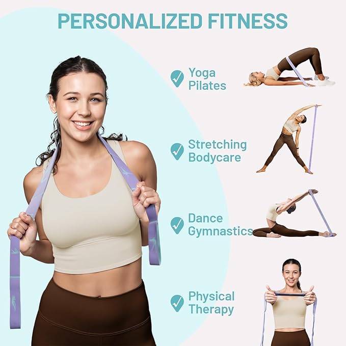 Slim Panda Stretch Strap, Multi-Loop for Physical Therapy,Elastic Yoga Stretching Strap for Dance,Yoga, Pilates & Gymnastics Exercise, Ballet Stretching Band for Flexibility, Leg Stretching