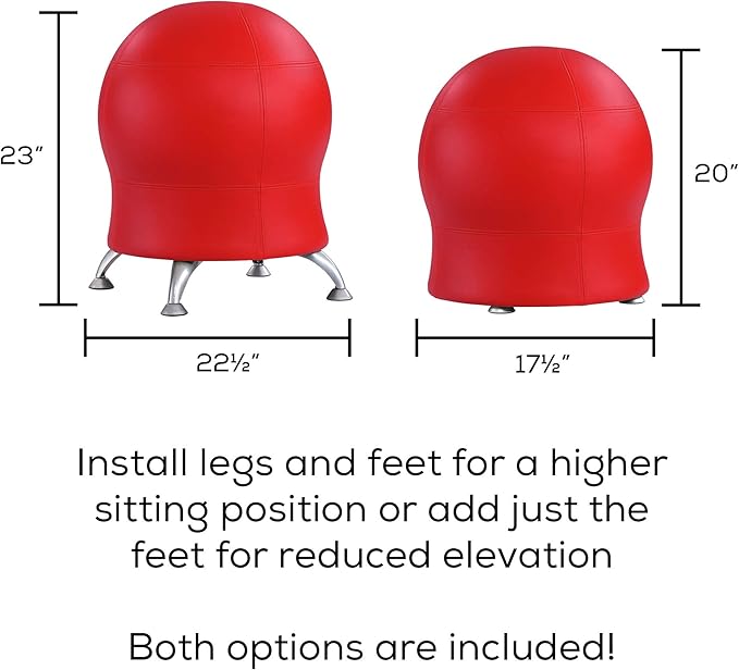 Safco Products Zenergy Stability Exercise Ball Chair, Red Vinyl