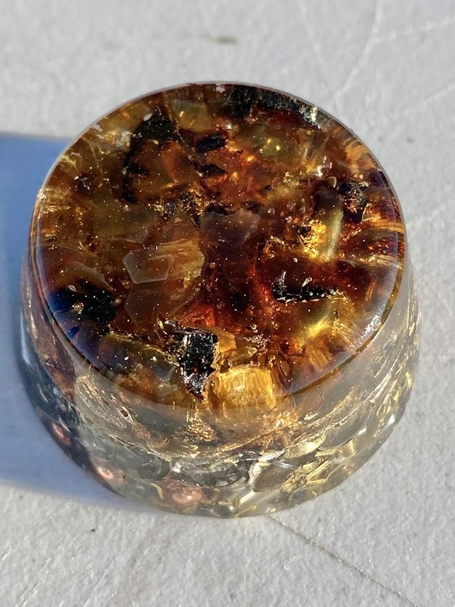 Amber Orgone Generator Energy Accumulator 528Hz/7.83Hz/Advance Harmonics Many Beautiful Ingredients and Colors! (Amber)