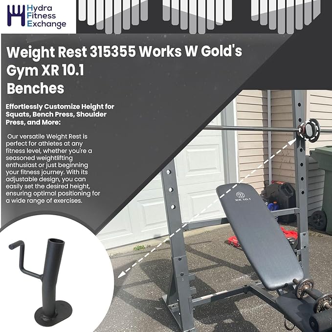 Hydra Fitness Exchange Heavy Duty Weight Lifting Weight Rest - Barbell Storage Rack Attachments Fitness Equipment Gym Accessories for Bench Replacement Part 315355 Works with Gold's Gym XR 10.1