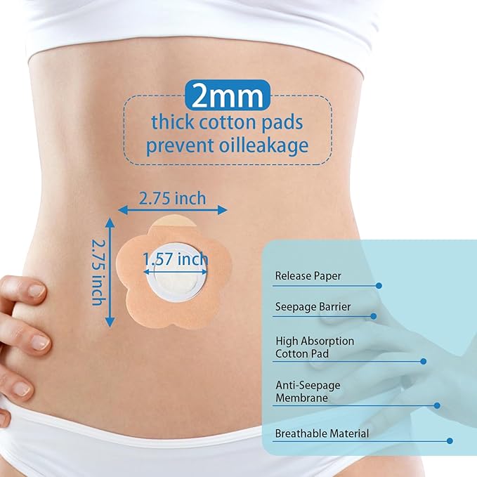 32 Pcs Castor Oil Belly Button Patches, Disposable Anti Leakage Castor Oil Pack Wrap(Oil Not Included), 2.8" x 2.8"