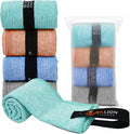 4 Pack Microfiber Towel Quick Dry Set - Super Absorbent Gym Towels Lightweight Hot Yoga Towel Fast Drying Travel Towels for Workout Sports Exercise-Home Gym Accessories for Men & Women