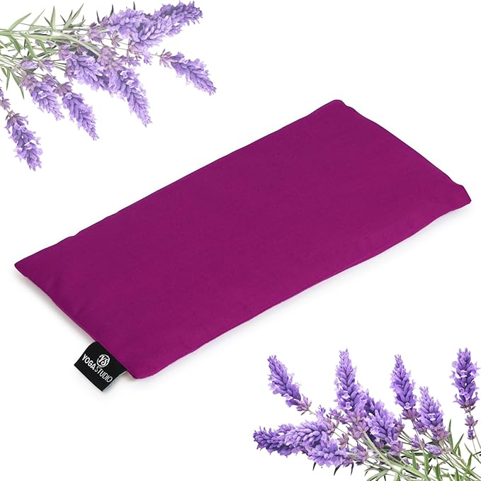 Yoga Studio Organic Eye Pillow, 23 cm x 12/13 cm, Organic Yoga Pillow Lavender and Flax Seed, for Tired Eyes and Headaches