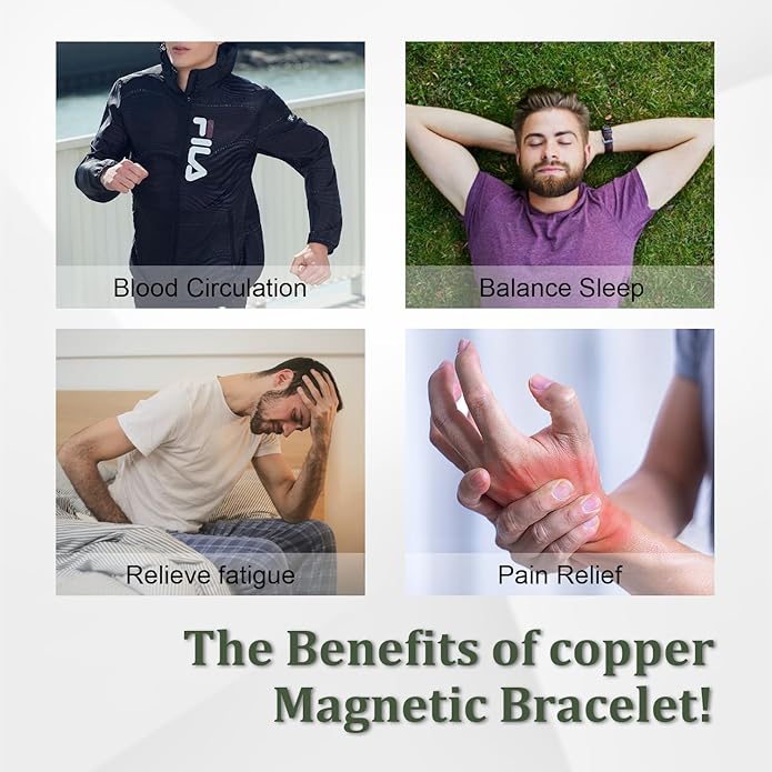 Magnetic Bracelet and Ring Set for Men, 99.99% Pure Copper Jewelry, Adjustable Cross & Celtic Knot Design, Gift for Dad