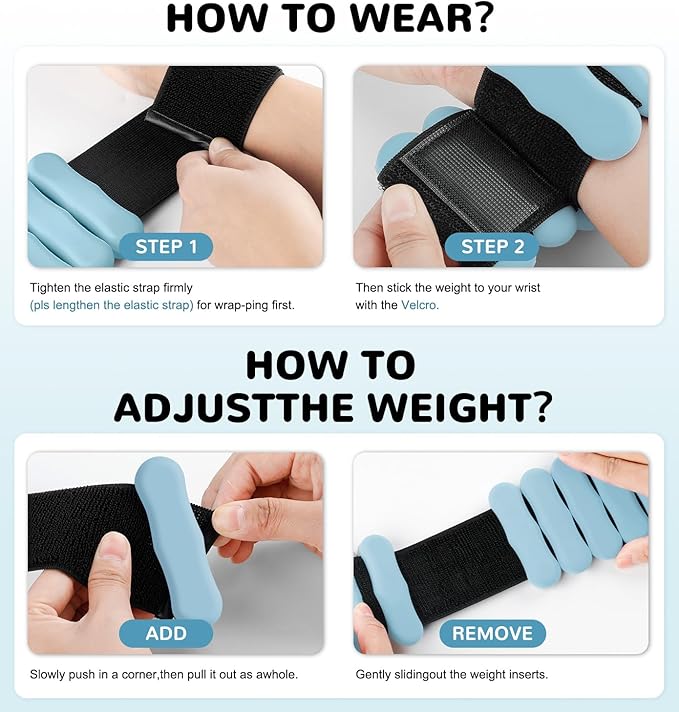 Wrist Ankle Weights for Women Men, Leg Arm Wrist Weights Bangles 1lb*2 2lb*2 Wearable Weights Pilates Weighted Bracelet for Strength Training Walking Swimming Yoga Physical Therapy
