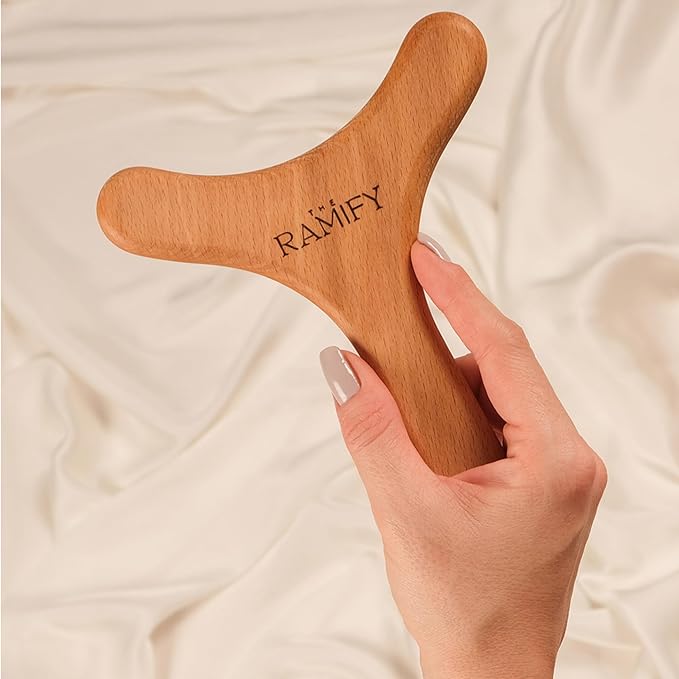 Natural Wood Y-Shape Massage Tool, Ergonomic Gua Sha Board for Body, Wood Therapy Massager for Legs, Arms & Neck, Deep Tissue Tool for Soothing Sore Muscles