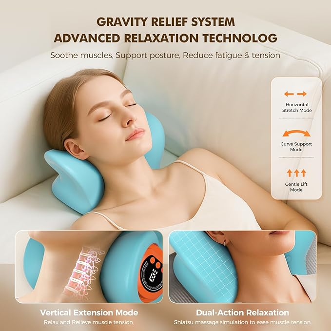 Neck Massager 2026 New Upgrade 3 in 1 Portable Massager with Heat &Comfortable Stretching–Adjustable Intensity for Neck & Shoulder Relaxation at Home,Office,Travel