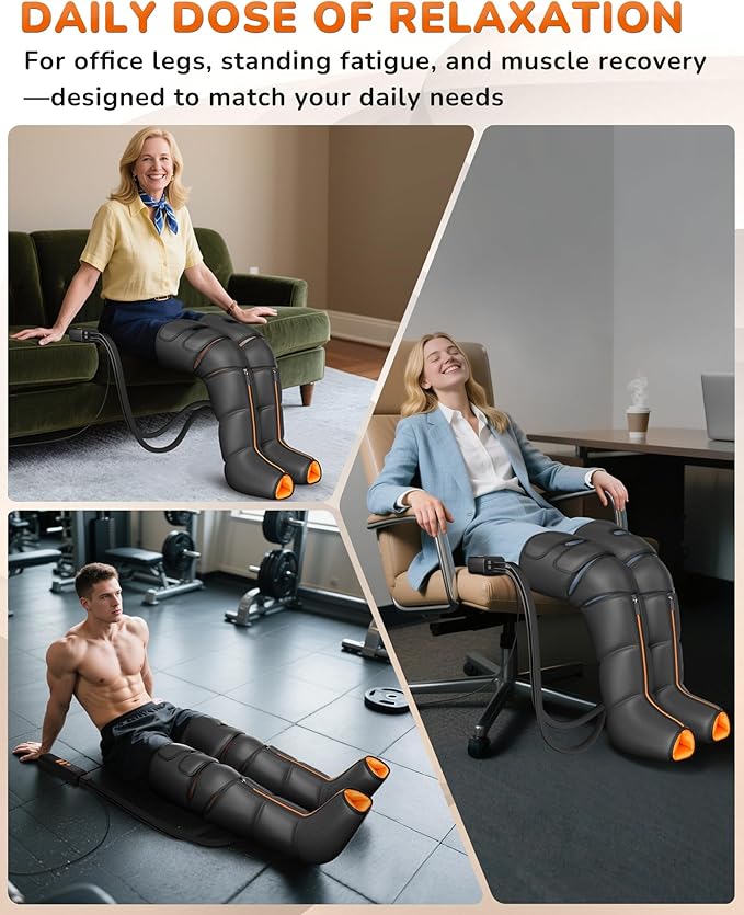 Leg Massager with Heat and Compression : Foot and Calf Massager for Circulation and Pain Relief, Sequential Compression Boots with 6 Modes, 9 Intensity, 3 Heat - Gifts for Mom, Dad, Him, Her