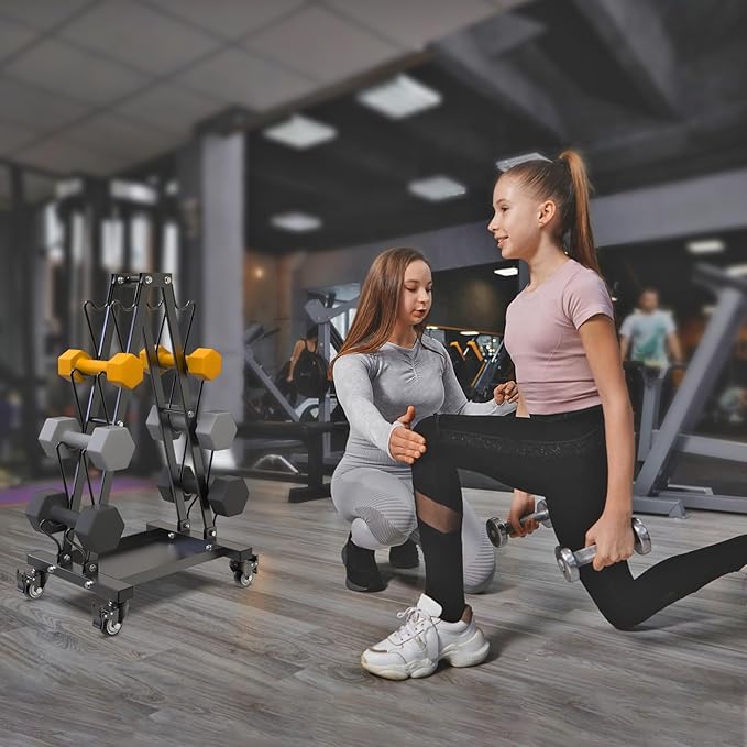 Kipika Heavy Duty 3 Tier Dumbbell Rack Multifunctional, Weight Rack for Dumbbells, Home Gym Equipment, Suitable for Storage of Dumbbell, Kettle Bell, Barbell Plate, Barbell Bar
