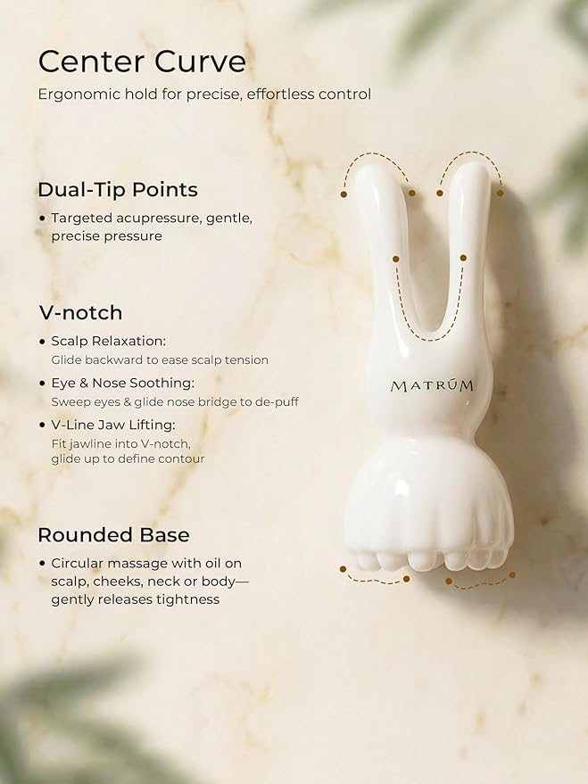 6-in-1 Rabbit Ear Gua Sha Facial Tool for Scalp Massage & Jawline Sculpting, Unbreakable Resin Lymphatic Drainage Tool for Eye Depuffing & V-Line Lifting, Ergonomic Face Massager for Home Spa