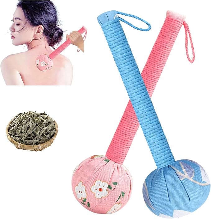 Traditional Moxa Stick Massager - Handheld Mugwort Massage Hammer for Pain Relief, Muscle Relaxation, Acupressure - Ergonomic Grip with US Design Patent (Blue, Pink)