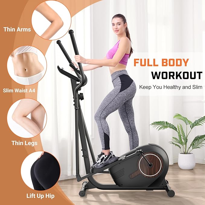 ANCHEER Elliptical Exercise Machine, Elliptical Trainer for Home Gym, Exercise Equipment 500Lbs Max Weight, Ultra-Silent Elliptical Machine, with Smooth 14 Resistance Levels & Pulse Rate Grips