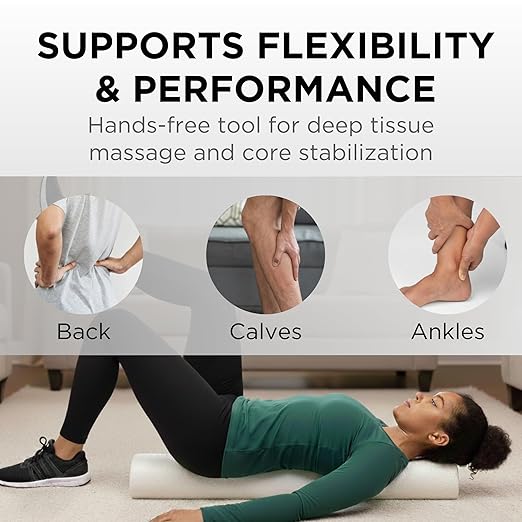 TheraBand Foam Roller, 36" Half Round, High Density Pro Foam Roller Tool for Post-Workout Recovery & Pre-Workout Warm-Up, Roll Out Muscle Soreness, 6" Diameter, White